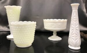 milk glass vases