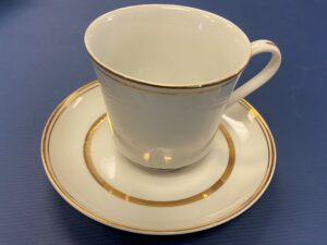 tea cup and plate gold ring